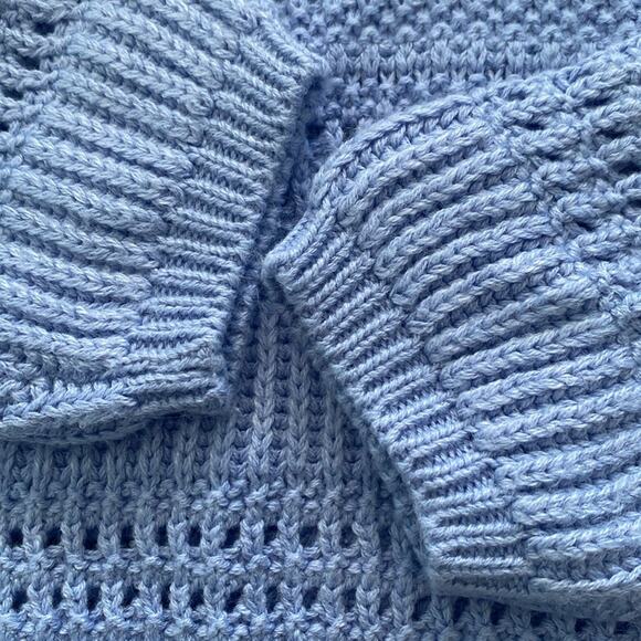 RD STYLE Talulla Pointelle Blue Crewneck Crochet Knit Sweater.Sz Small - Picture 4 of 4